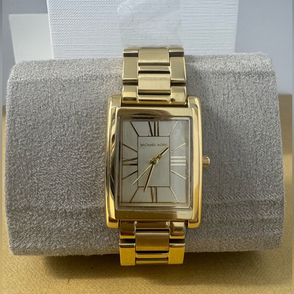 Michael Kors Essex Gold-Tone Rectangular Watch